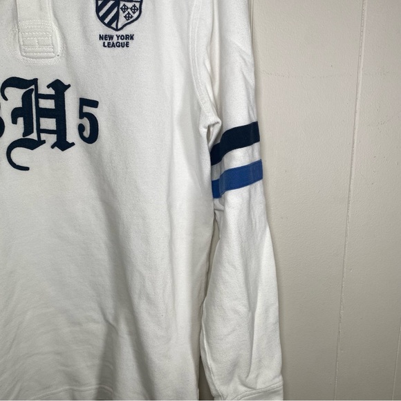 Tommy hilfigure White Polo rugby Shirt with Blue Accents size large long sleeve - Picture 4 of 9